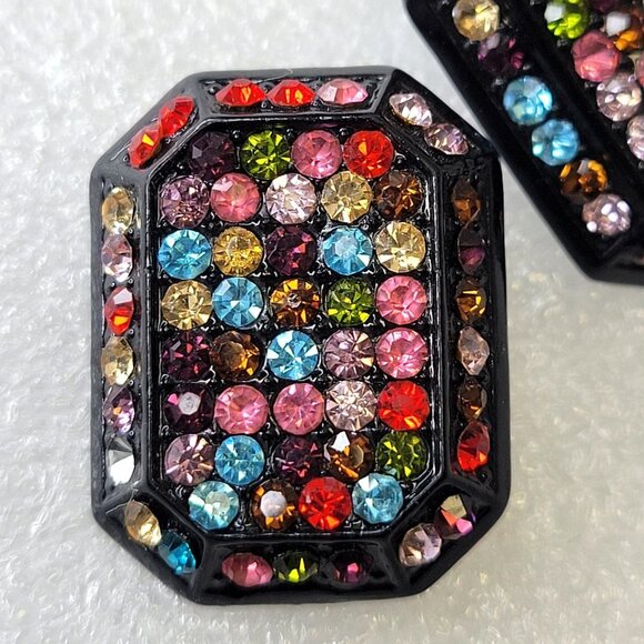 Multicolor Crystal Small Stud Earrings - Picture 3 of 10